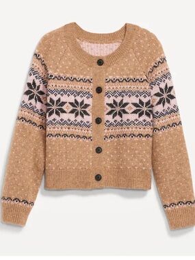 Old Navy Beige Neutral Fair Isle Knit Cardigan Sweater Women’s Size XL